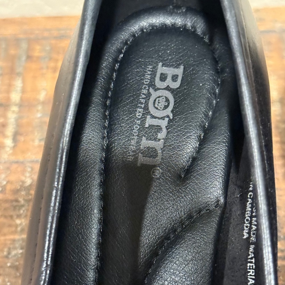 Born Penny Loafer Womens 7.5M Black Leather Block Heel Office Professional Chic - Picture 5 of 7